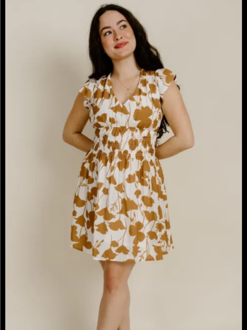 New Women’s White & Brown Floral dress
